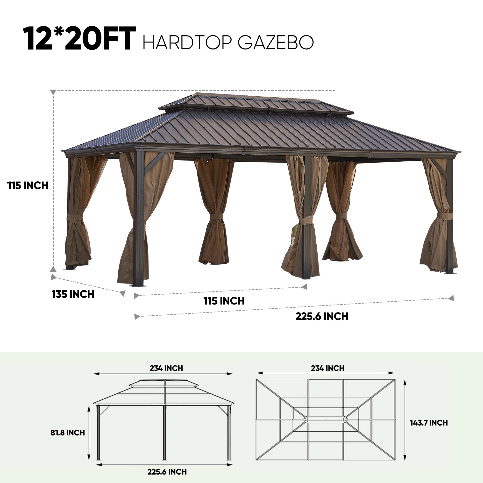 Brown Gazebo (Powder Coated) Doba
